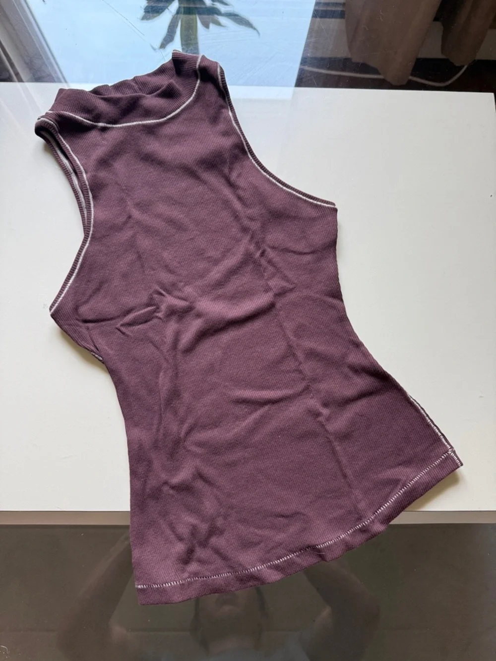 Skims Chocolate Ribbed Mock Neck Tank - Picture 2 of 3